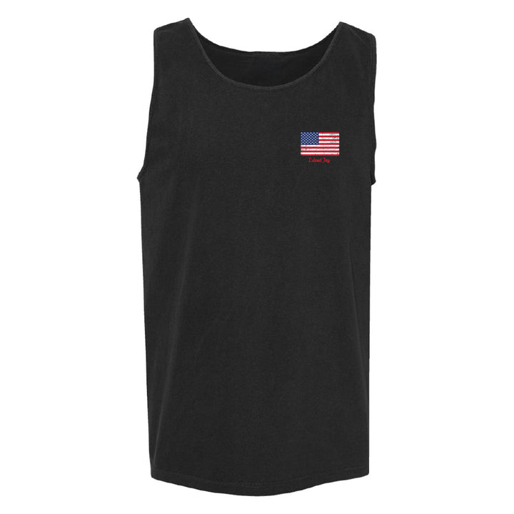 tank top with USA Flag with Island Jay Logo below it