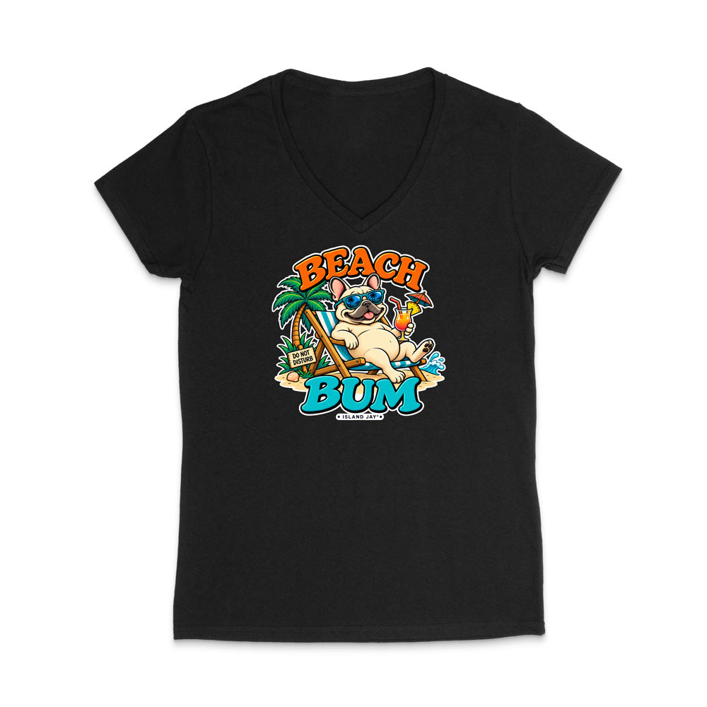 Beach Bum Dog WOMEN'S V-Neck T-Shirt