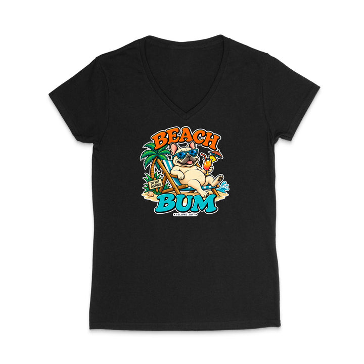 Beach Bum Dog WOMEN'S V-Neck T-Shirt