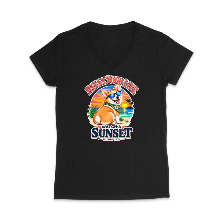 Relax Your Life Watch a Sunset WOMEN'S V-Neck T-Shirt