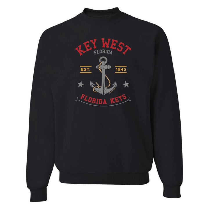 Black sweatshirt with 'Key West, Florida' and anchor design on a white background