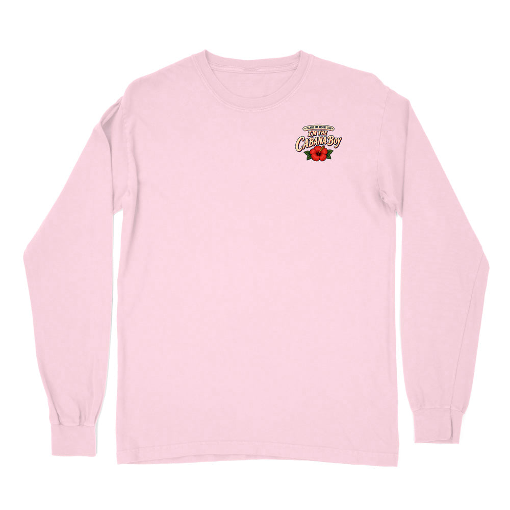 A light pink long-sleeve crewneck t-shirt with a small graphic on the left chest featuring a red rose and the text 'Tennessee Candy'.