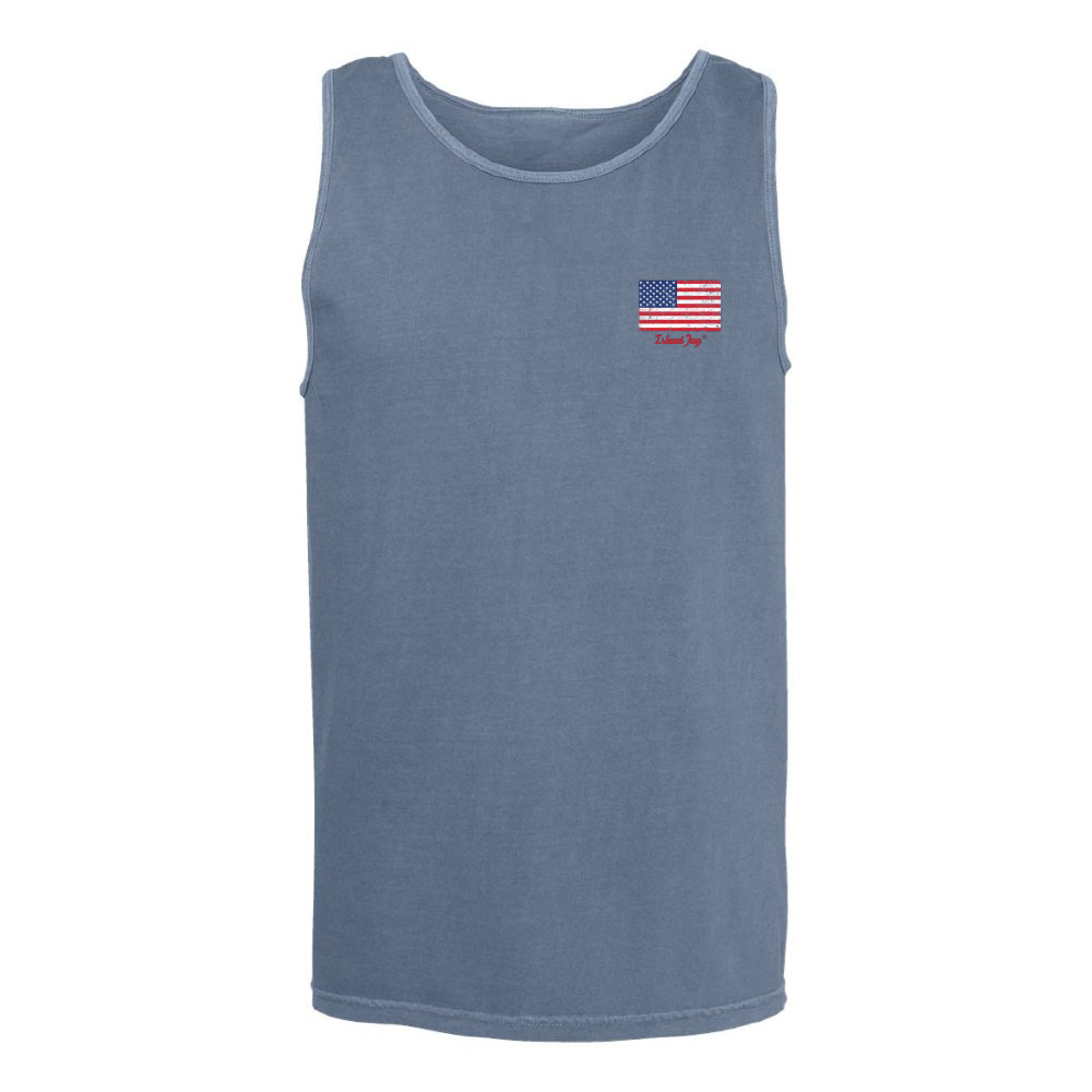 tank top with USA Flag with Island Jay Logo below it