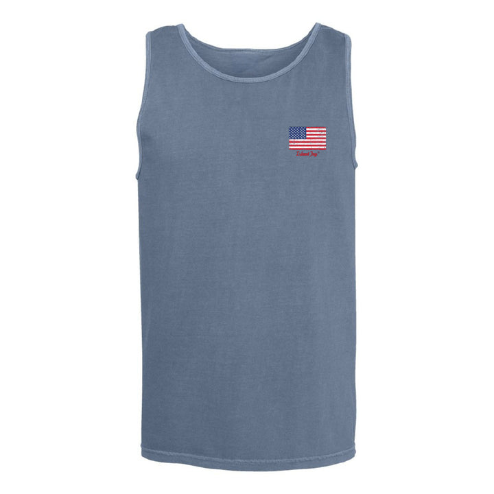 tank top with USA Flag with Island Jay Logo below it