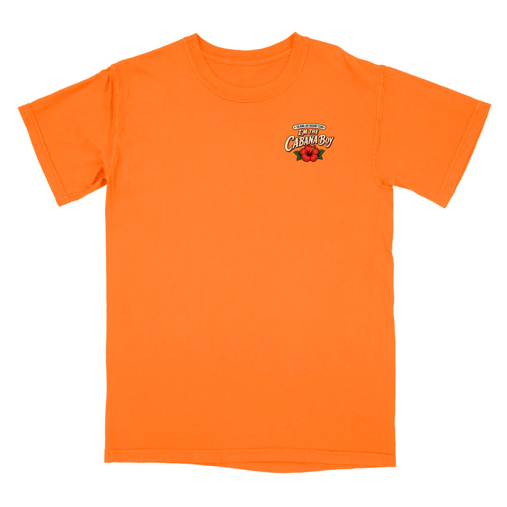 A bright orange short-sleeve crewneck t-shirt with a small '2024 Champion' graphic printed on the left chest, displayed on a clean white background.