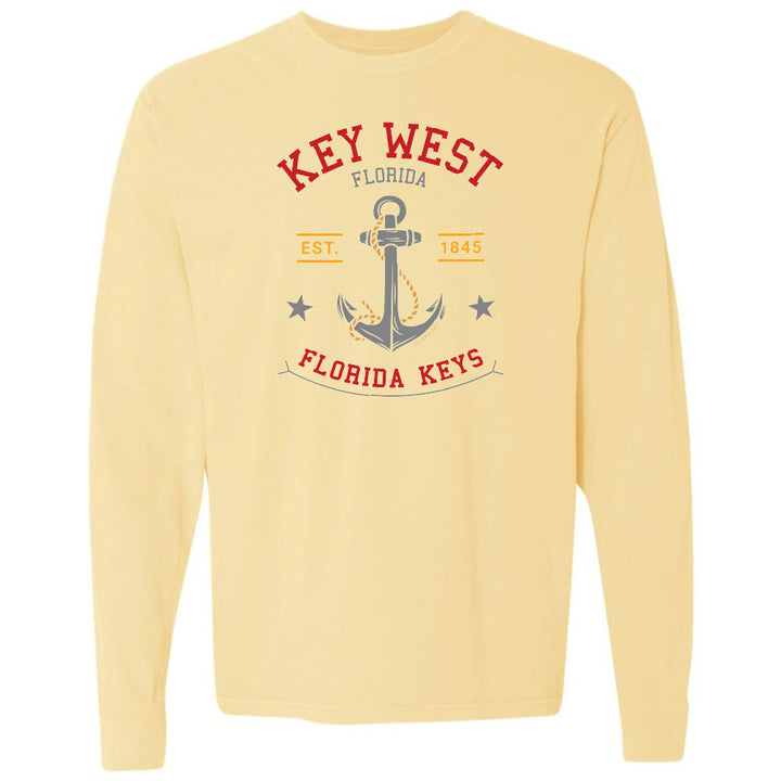 Yellow long-sleeve shirt with Key West, Florida design featuring an anchor.
