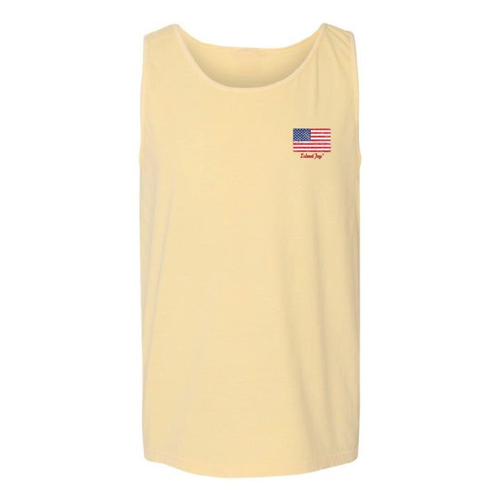 tank top with USA Flag with Island Jay Logo below it