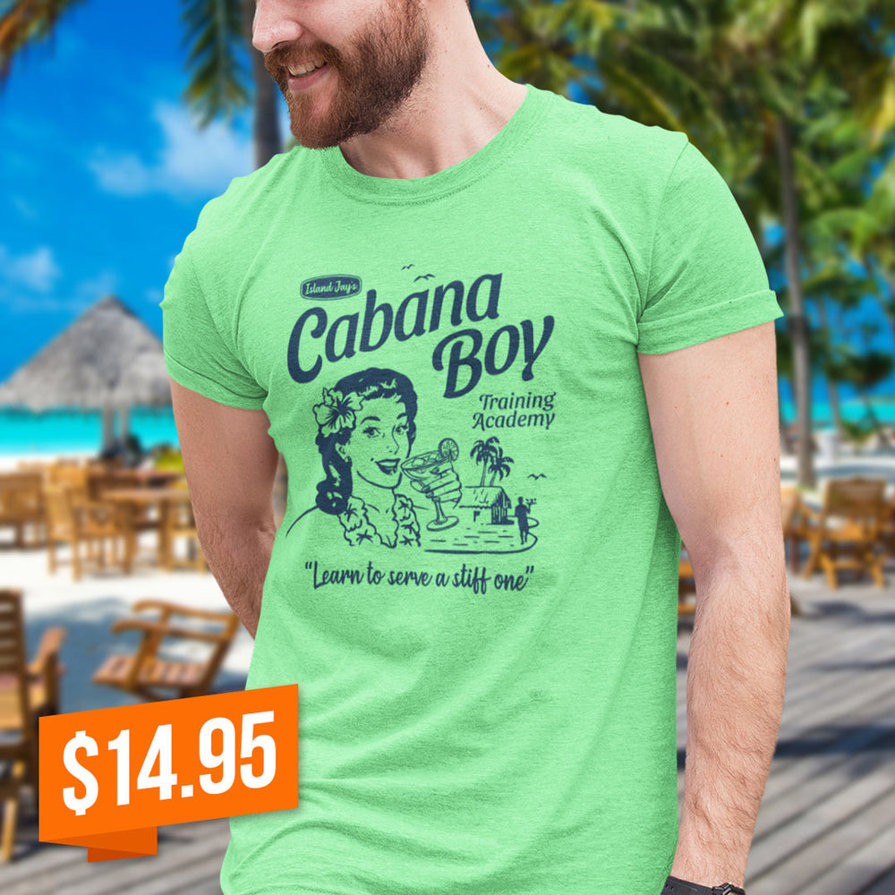 Cabana Boy Training Academy Heather T-Shirt Green - Funny Cabana Boy T-shirt
