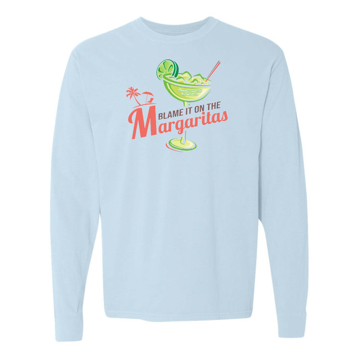 Light blue sweatshirt with a margarita graphic and text on a white background