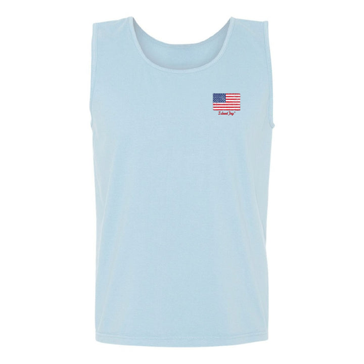tank top with USA Flag with Island Jay Logo below it