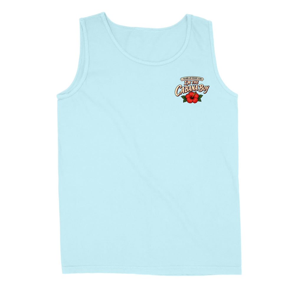 A light blue sleeveless tank top with a small graphic on the left chest featuring a red ladybug and the text 'The Great Crawly' in yellow and white, shown against a plain white background.