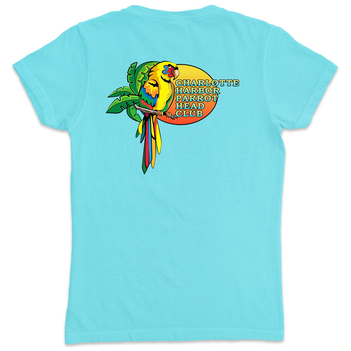 Women's Charlotte Harbor Parrot Head Club V-Neck T-Shirt Aqua
