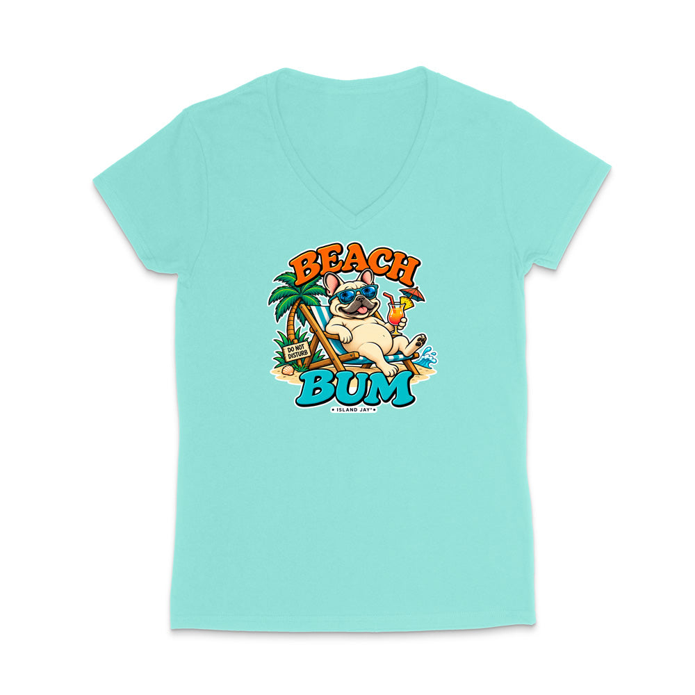Beach Bum Dog WOMEN'S V-Neck T-Shirt