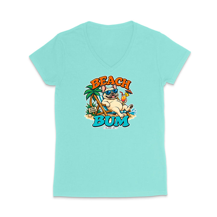 Beach Bum Dog WOMEN'S V-Neck T-Shirt