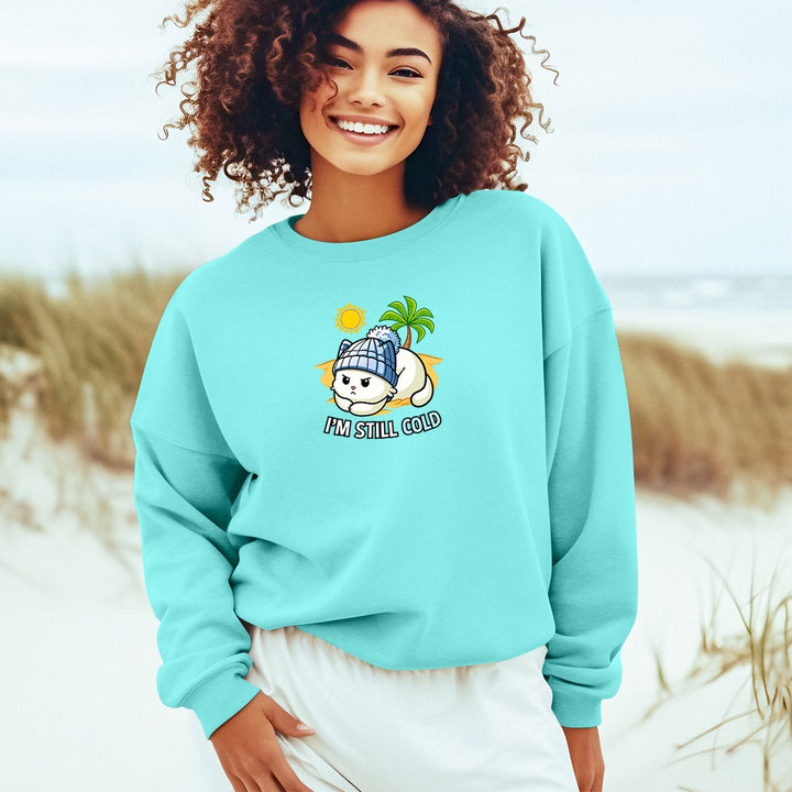 Chilly Kitty I'm Still Cold Sweatshirt Cool Mint
