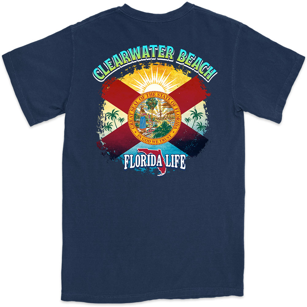 Clearwater Beach Florida State Flag T-Shirt navy