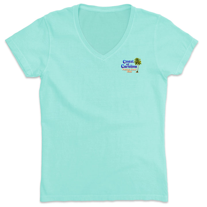 Women's Coast of Carolina Throwback Party 2024 Parrot Head Club V-Neck T-Shirt