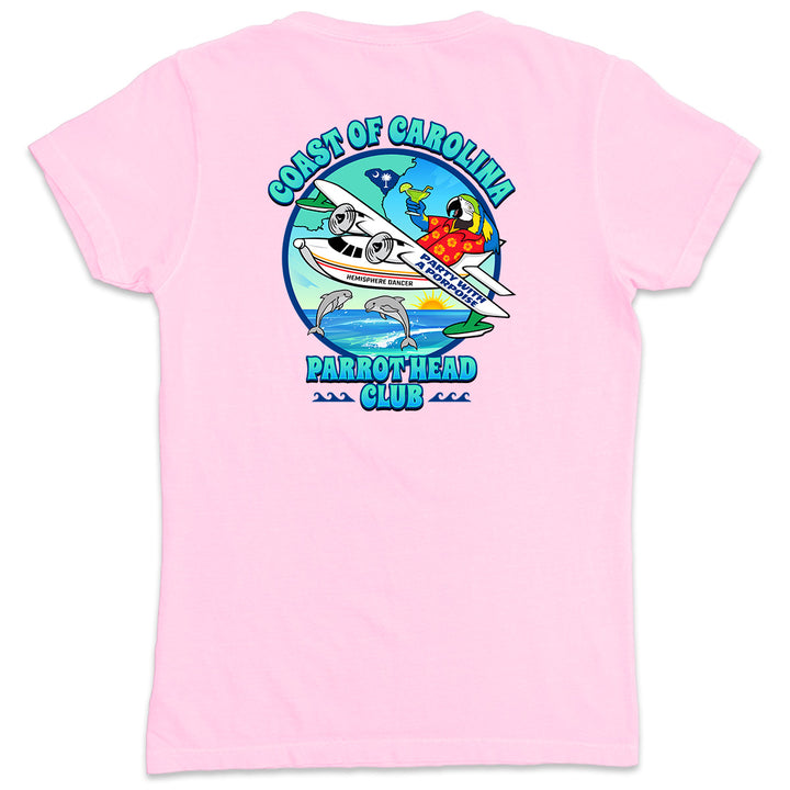 Women's Coast of Carolina Parrot Head Club V-Neck T-Shirt Light Pink