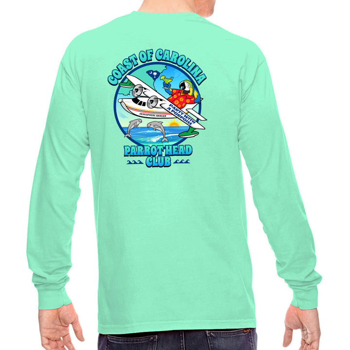 Coast of Carolina Parrot Head Club Long Sleeve T-Shirt Cool Mint