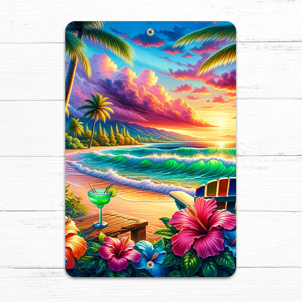Colorful Paradise 8" x 12" Beach Sign Front