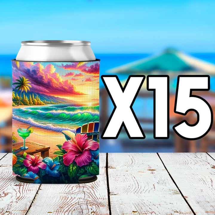 Colorful Paradise Can Cooler Sleeve 15 Pack