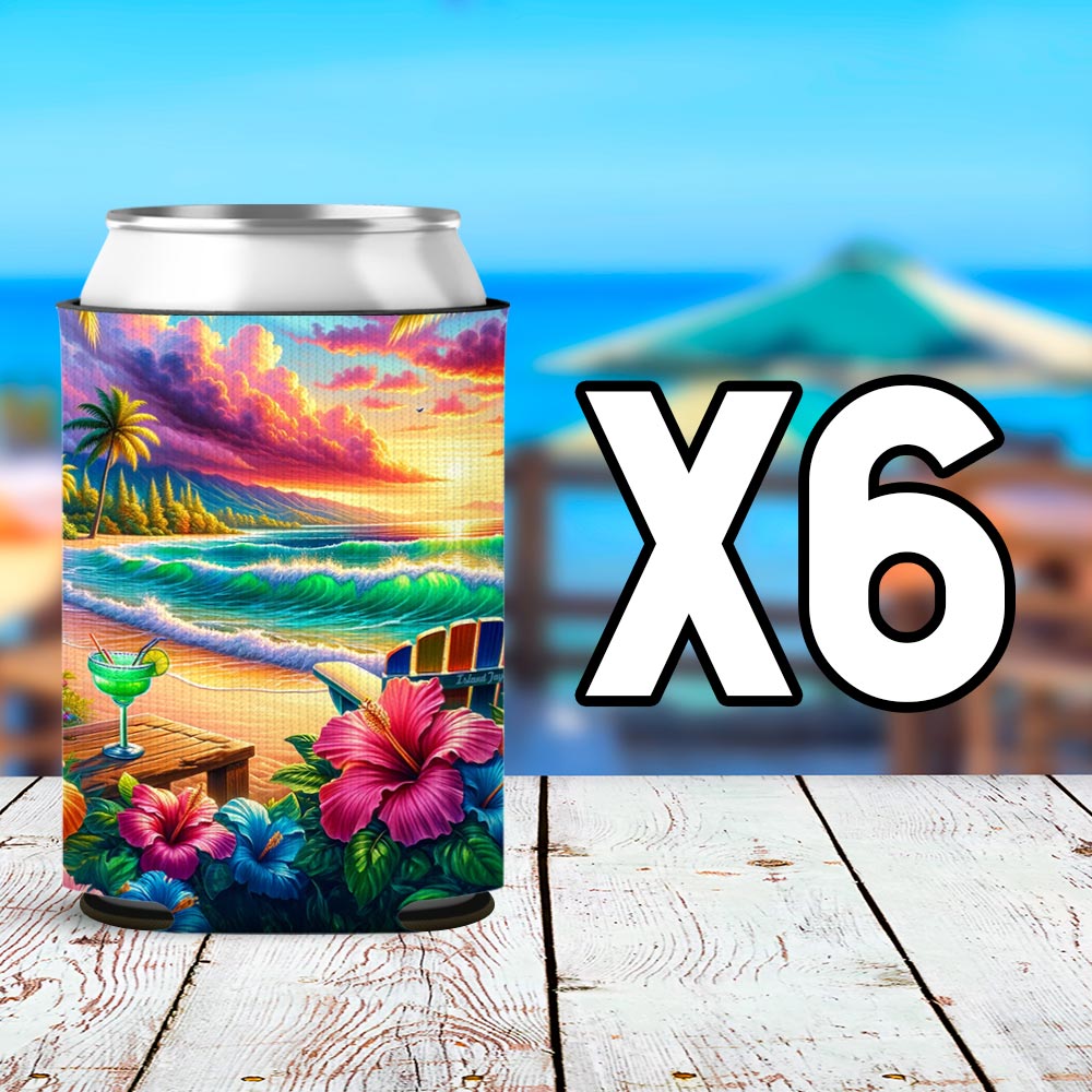 Colorful Paradise Can Cooler Sleeve 6 Pack