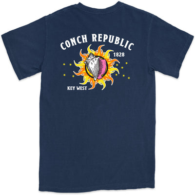 Mens Key West Conch Republic High Quality Ringspun T-Shirts Navy