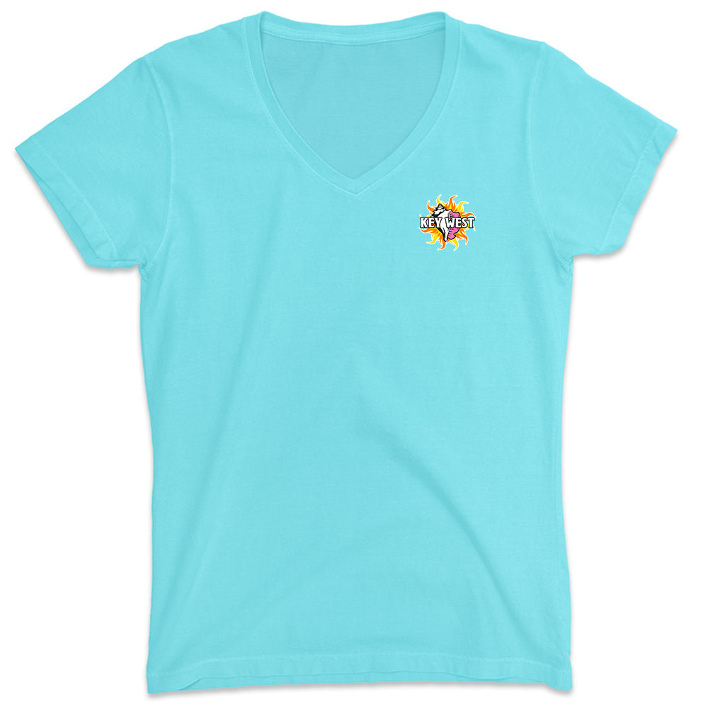 Women's Key West Conch Republic High Quality Ringspun T-Shirts Front Aqua Blue