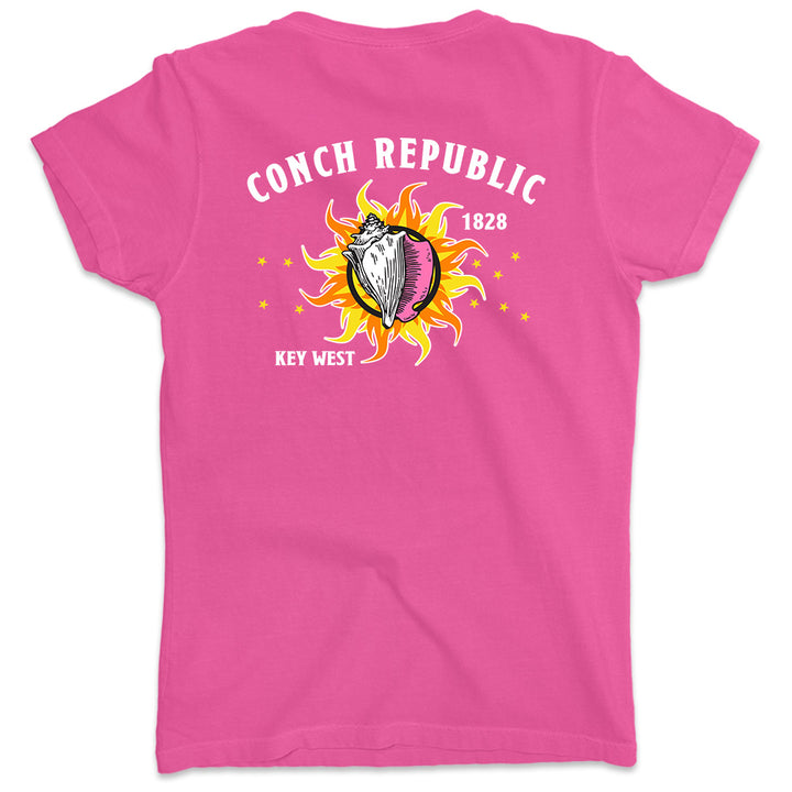 Women's Key West Conch Republic High Quality Ringspun T-Shirts Hot Pink