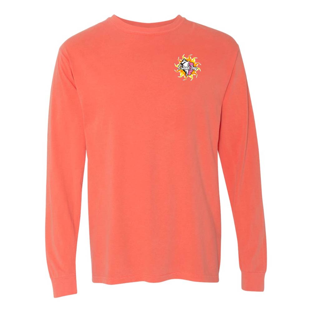 Light orange/red long-sleeve shirt with a Key West Conch Republic Flag graphic.