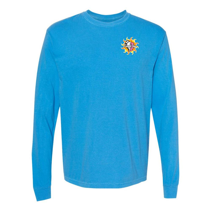 Blue long-sleeve shirt with a Key West Conch Republic Flag graphic.