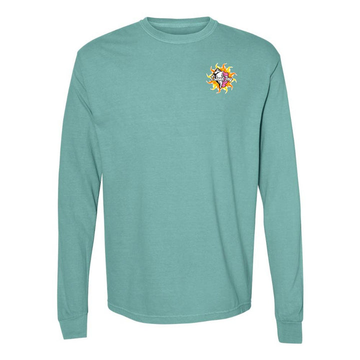 Teal long-sleeve shirt with a Key West Conch Republic Flag graphic.