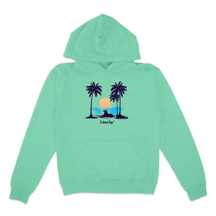Sunset beach dog hoodie