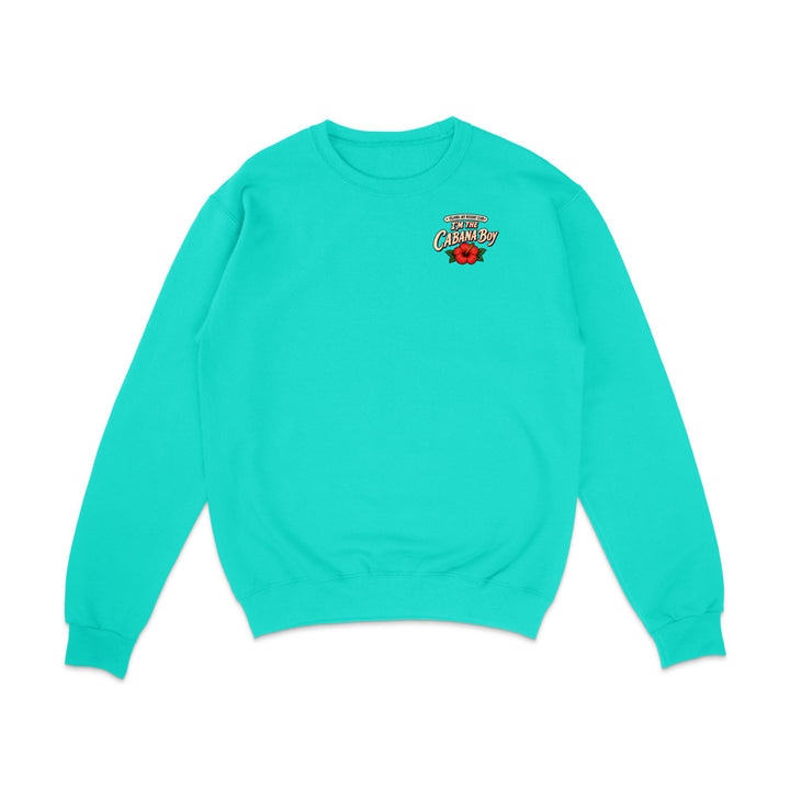 A turquoise crewneck sweatshirt with a small 'Tucson Champion' graphic on the left chest, displayed flat against a solid white background.
