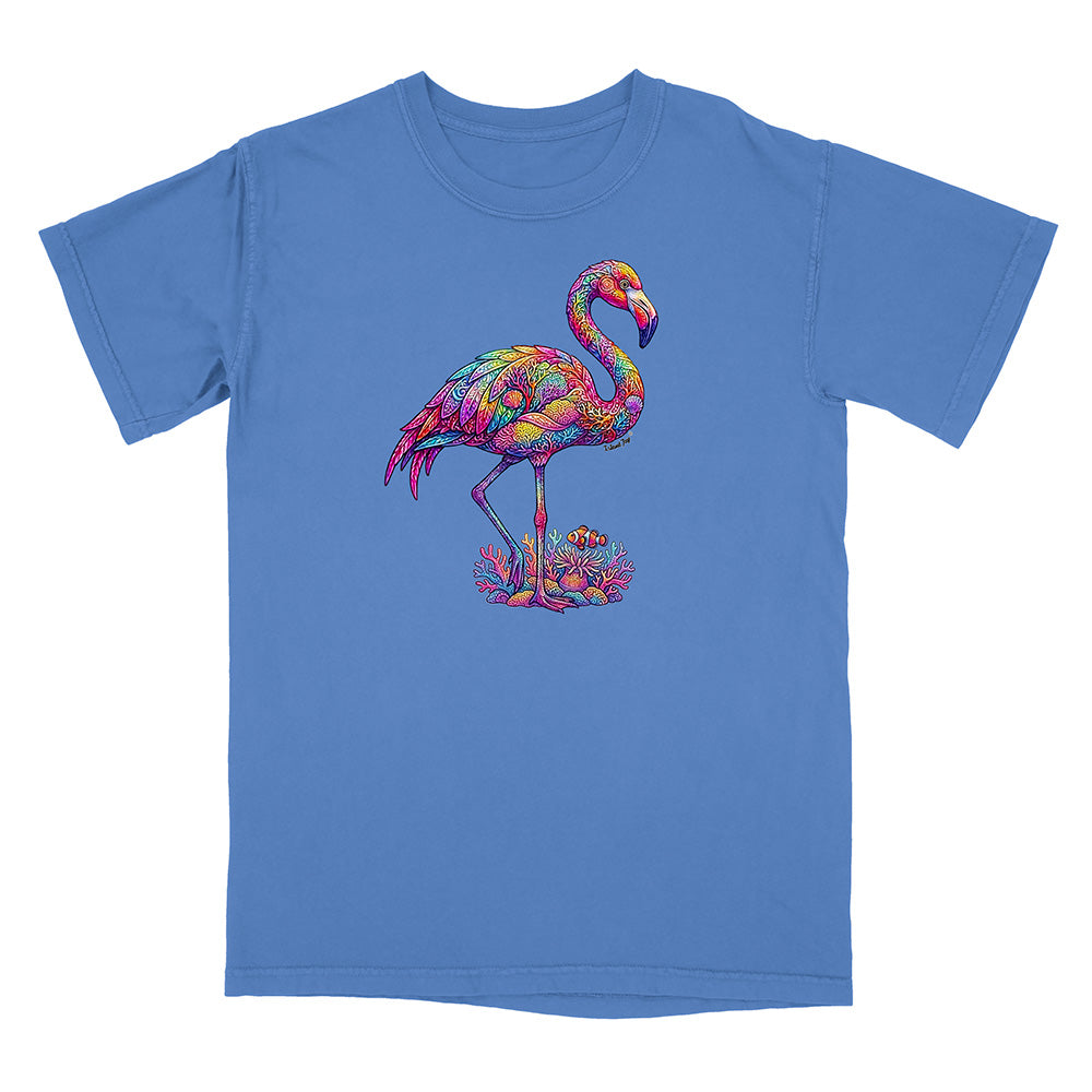 Coral Flamingo Mosaic T-Shirt by Island Jay & Grab an authentic