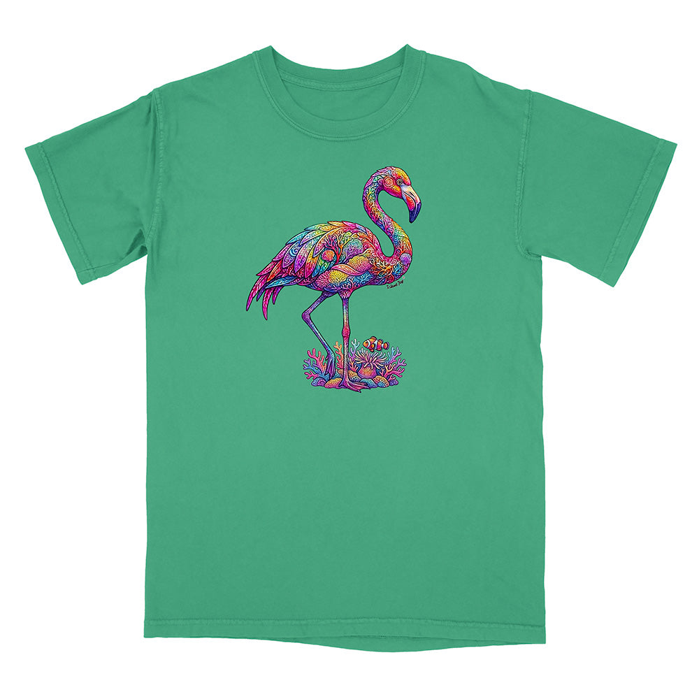 Coral Flamingo Mosaic T-Shirt by Island Jay & Grab an authentic