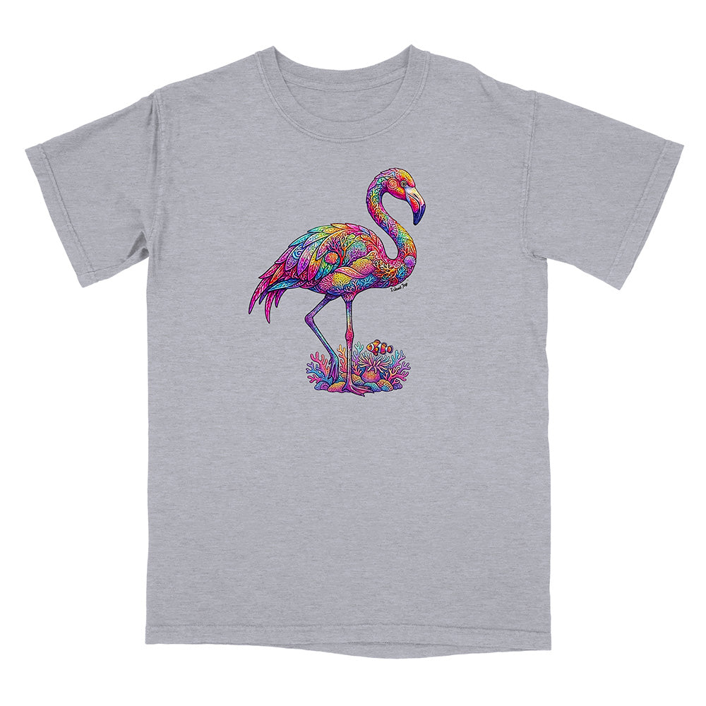 Coral Flamingo Mosaic T-Shirt by Island Jay & Grab an authentic