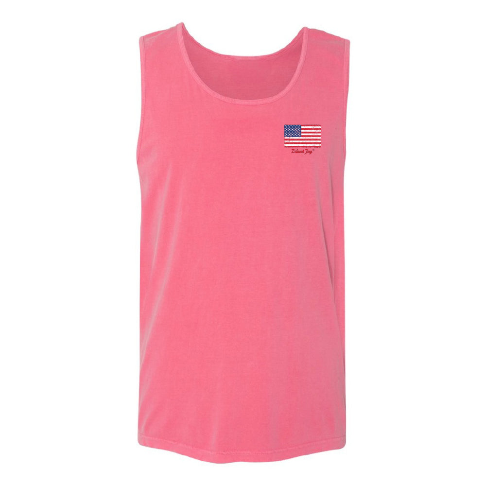 tank top with USA Flag with Island Jay Logo below it