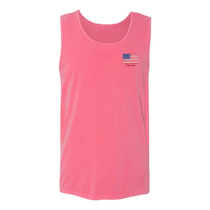 tank top with USA Flag with Island Jay Logo below it