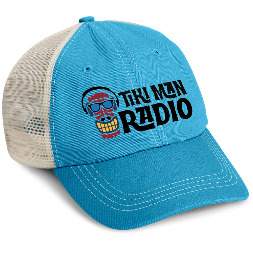 DJ Tiki - Tiki Man Radio Hat Trucker Caribbean Blue