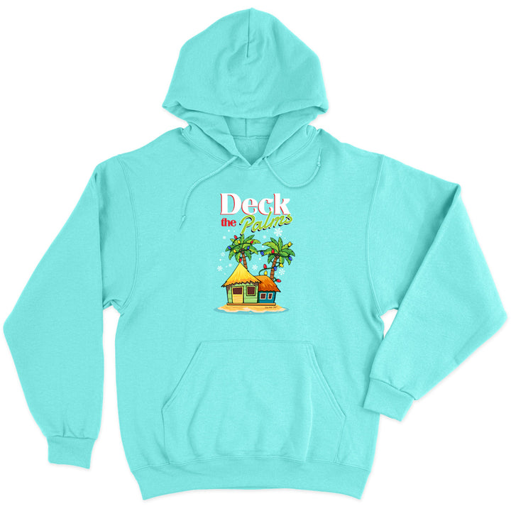 Deck the Palms Hoodie - Our beach hodies are warm, soft, and graphic prints are vivid - Cool Mint