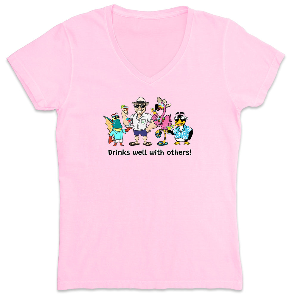 Women's Drinks Well With Others 2.0 V-Neck T-Shirt Light Pink