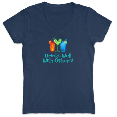 Women's Drinks Well With Others V-Neck Navy