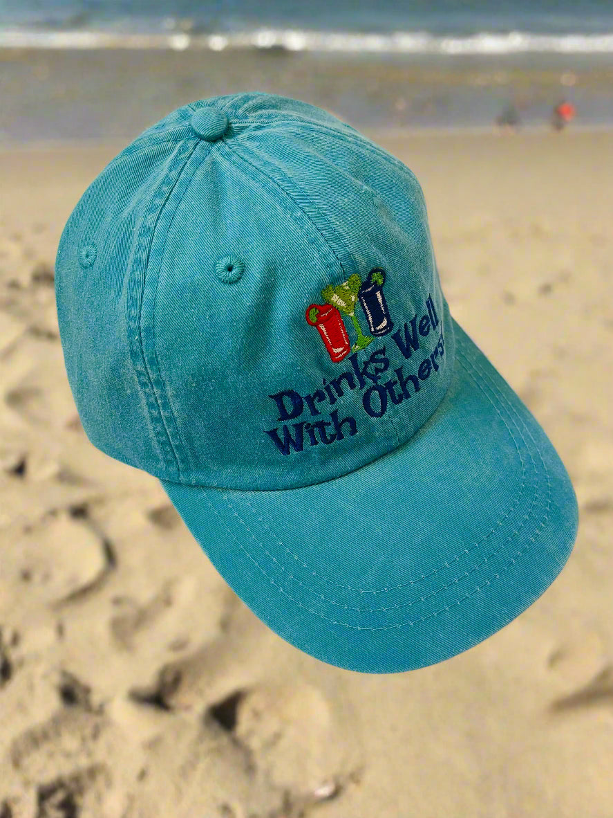 Drinks well with others, Caribbean blue hat