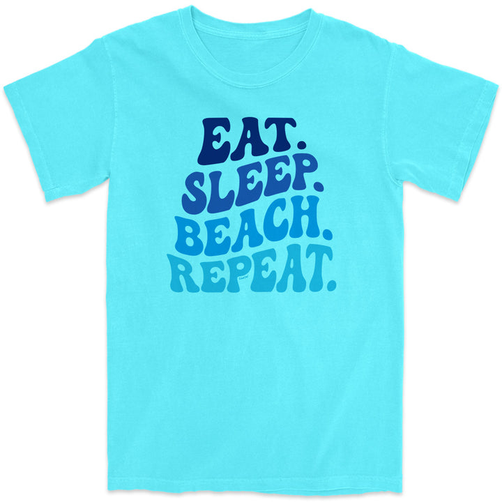 Eat. Sleep. Beach. Repeat T-Shirt Lagoon Blue