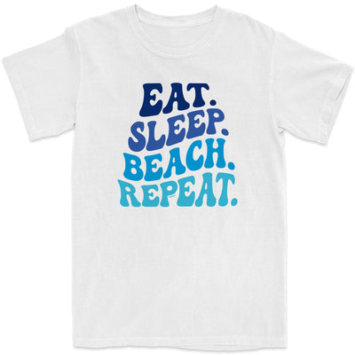 Eat. Sleep. Beach. Repeat T-Shirt Ocean White
