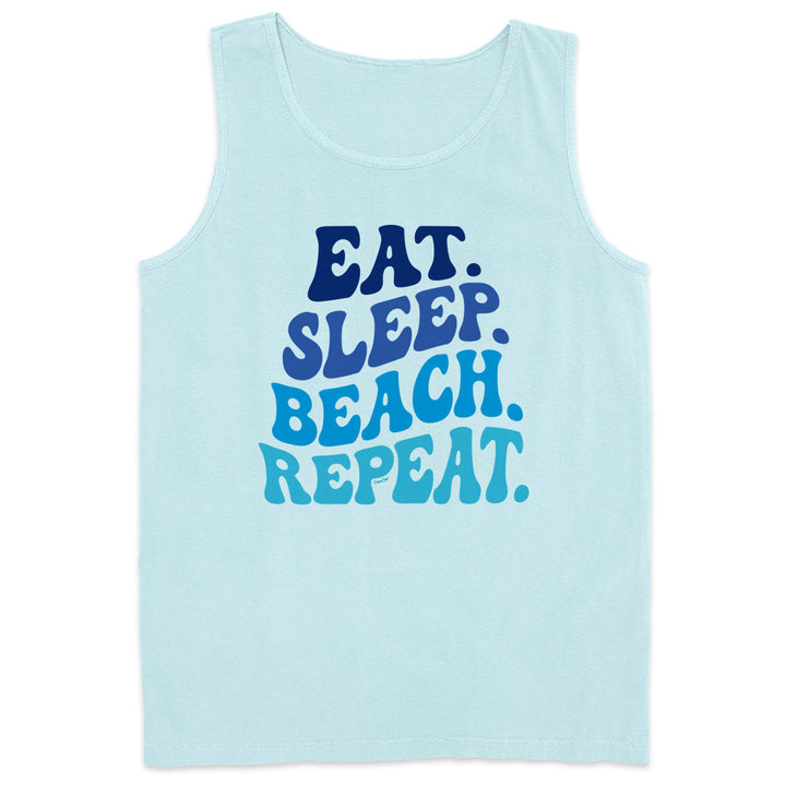 Eat. Sleep. Beach. Repeat Tank Top Chambray Light Blue
