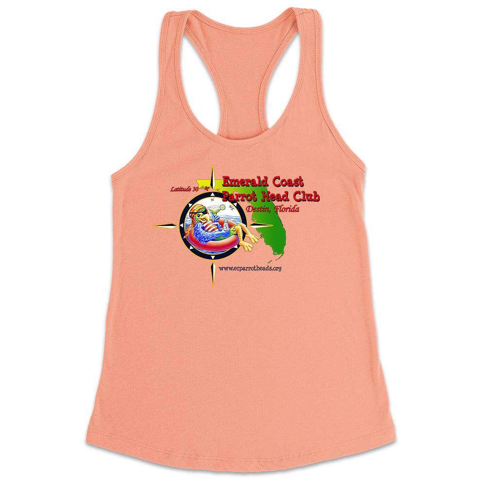 Women's Emerald Coast Parrot Head Club Racerback Tank Top Sunset Colort