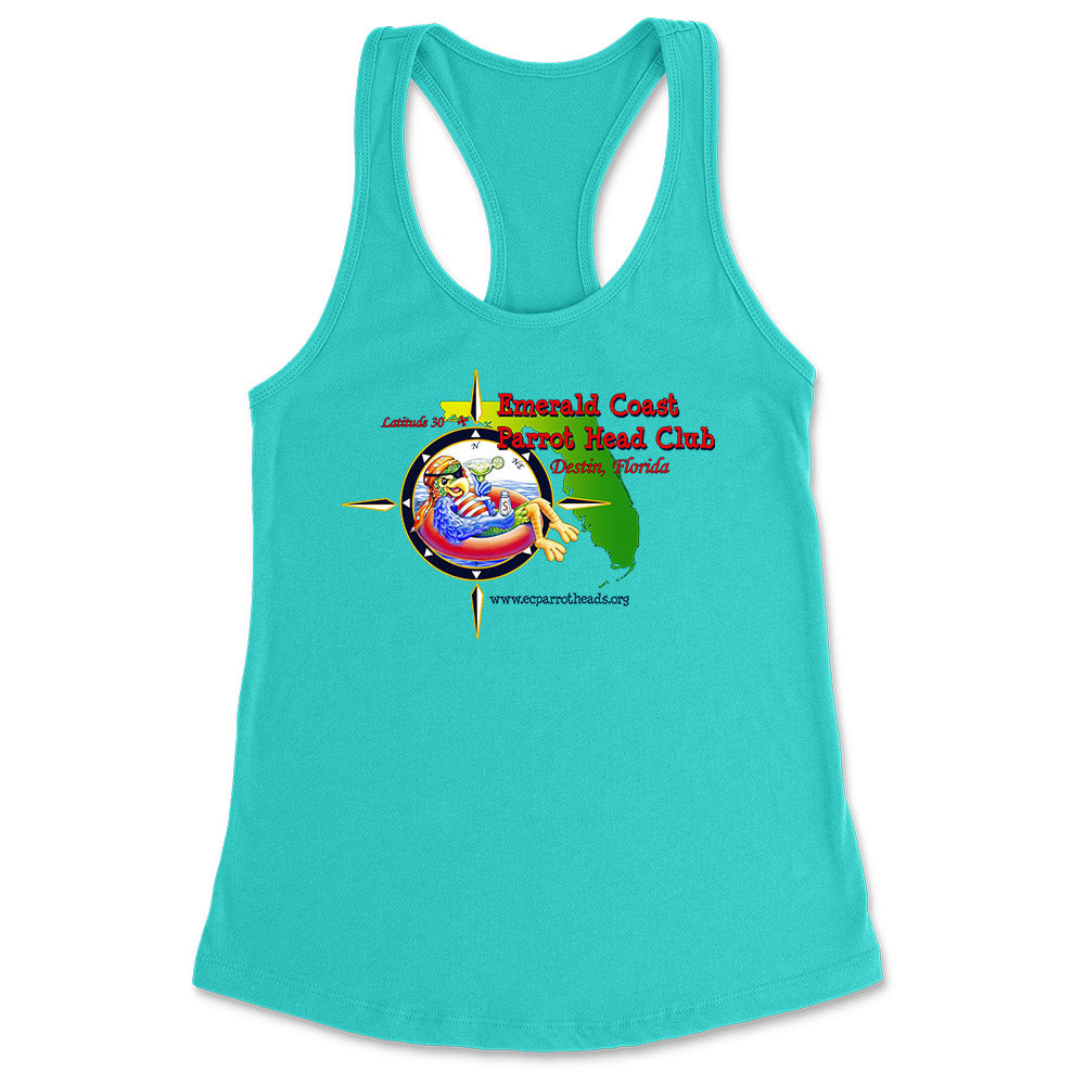 Women's Emerald Coast Parrot Head Club Racerback Tank Top Teal