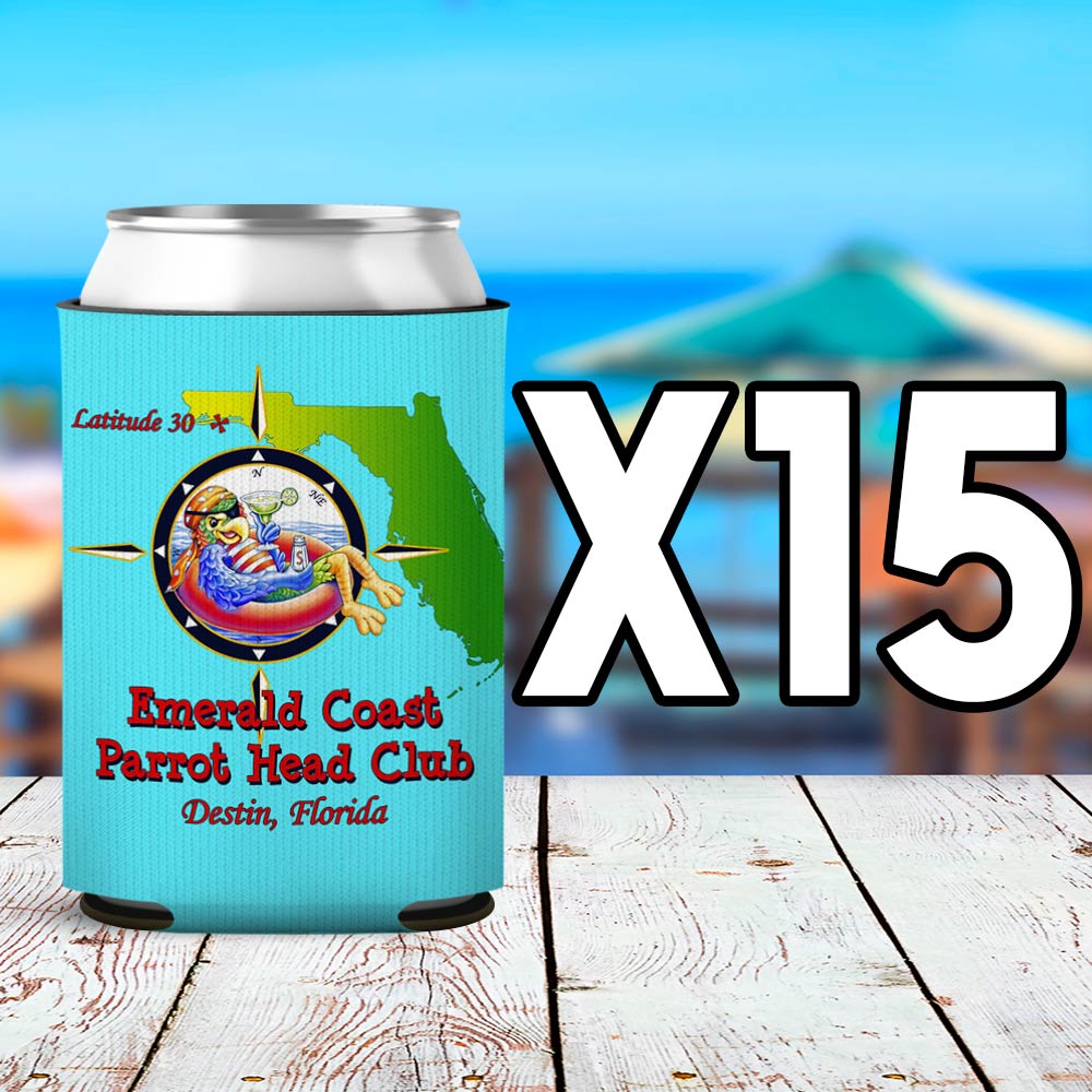 Emerald Coast Parrot Head Club Neoprene Can Cooler 15 Pack